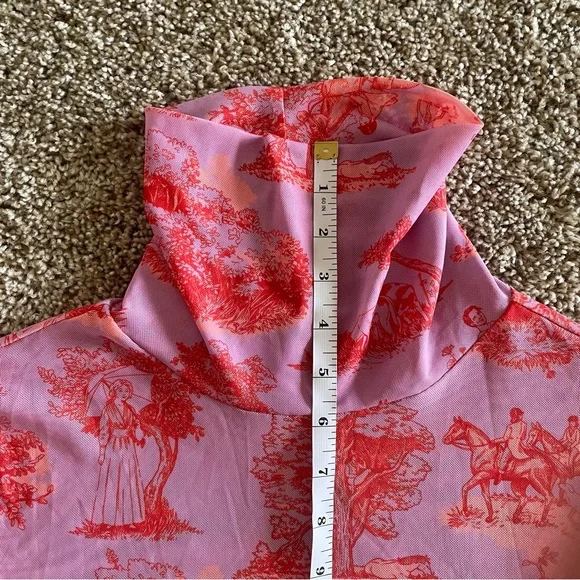 Rachel Antonoff Taffy Batter MANHUNT Lillian Pink/Red Mesh Knit Top Size Large - Picture 15 of 16